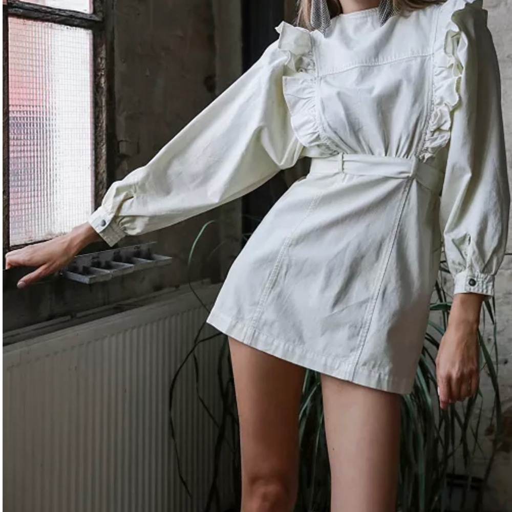 Free People Imogene Mini Dress size M white/cream